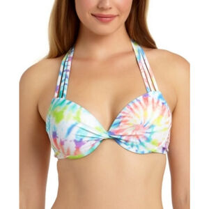 NWOT California Waves Tie-Dye Underwire Push-Up Bikini Top size large